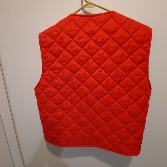 Vintage Quilted Trucker Vest Red Strohs Beer Patch - Picture 2 of 7